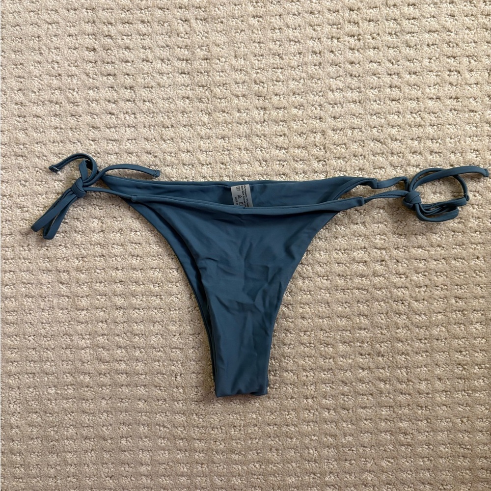 SHEIN Dusty Blue Tie-Side High Leg Bikini Bottom